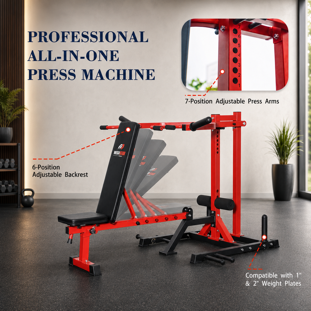 CP46 6-in-1 Chest Press & Squat Machine