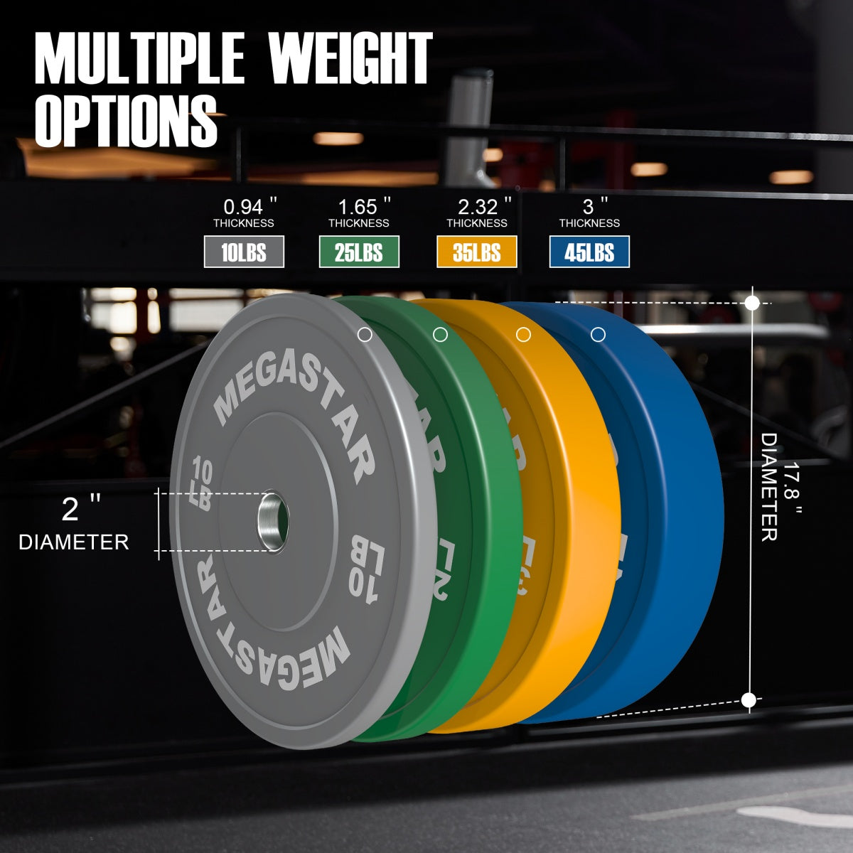 MEGASTAR Bumper Weight Plates Low Bounce Olympic Barbel Bumpers Budget