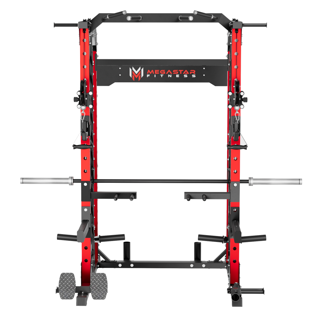 MEGASTAR P107 Smith Machine- All-in-One Home Gym Squat Rack with Weight Bar