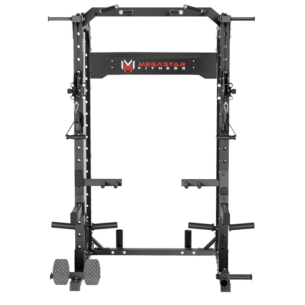 MEGASTAR P63 Power Rack with Cable System for All-in-one Home Gym-black