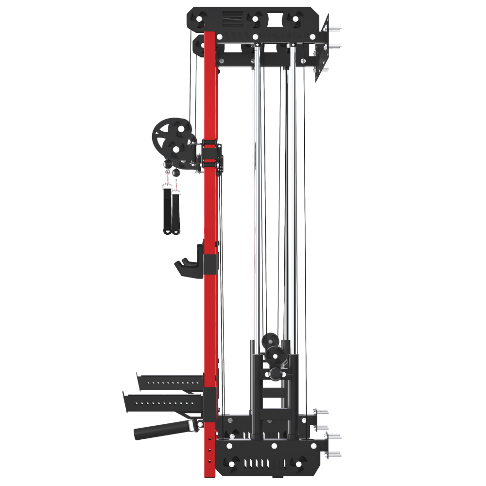 MEGASTAR P67 Wall-Mounted Squat Rack with Cable Crossover System for Home Gym