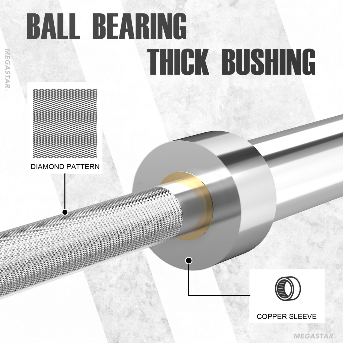 MEGASTAR 7ft 20kg Olympic Barbell