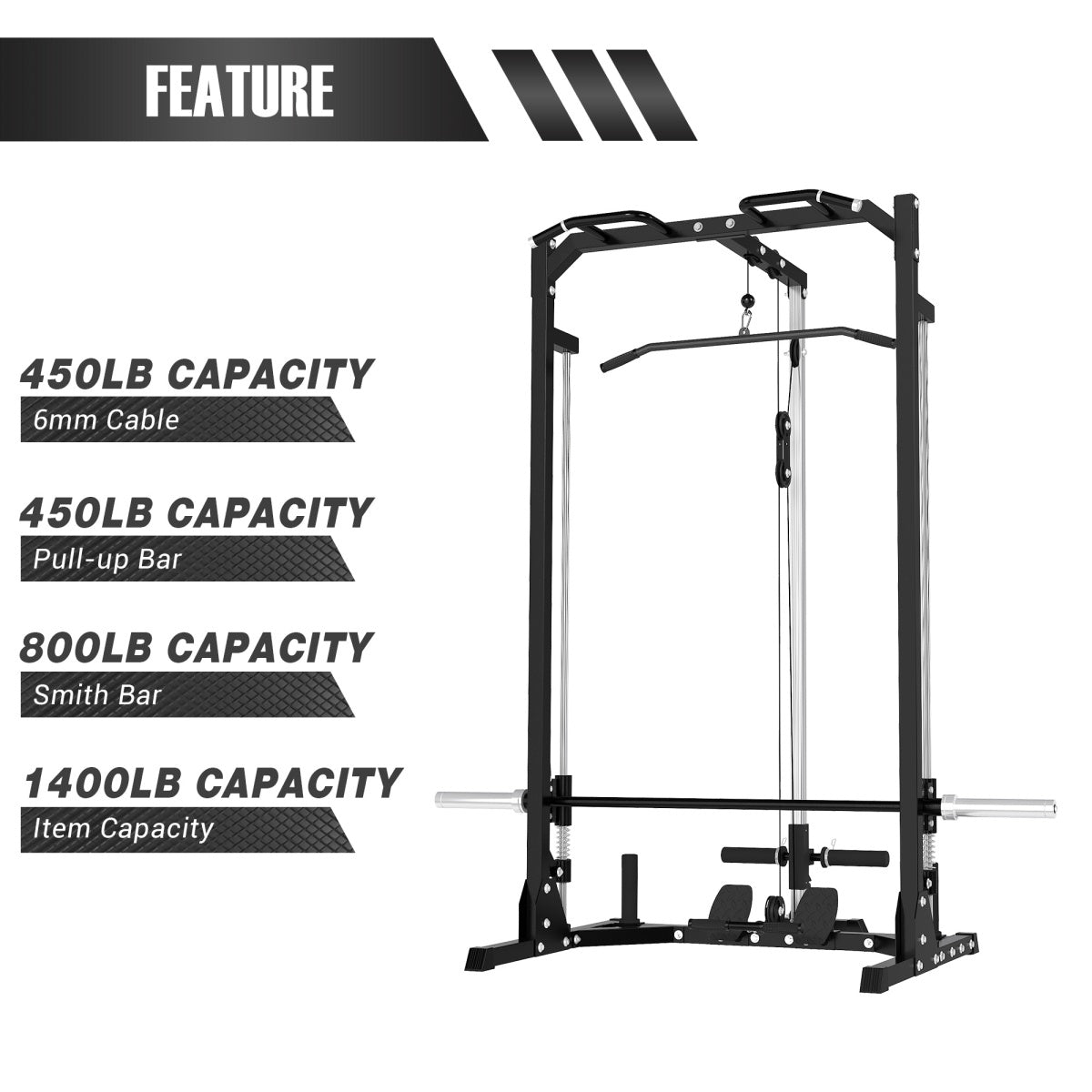 MEGASTAR P70 Compact Smith Machine with Lat Pulldown for Home Gym Squat (5)