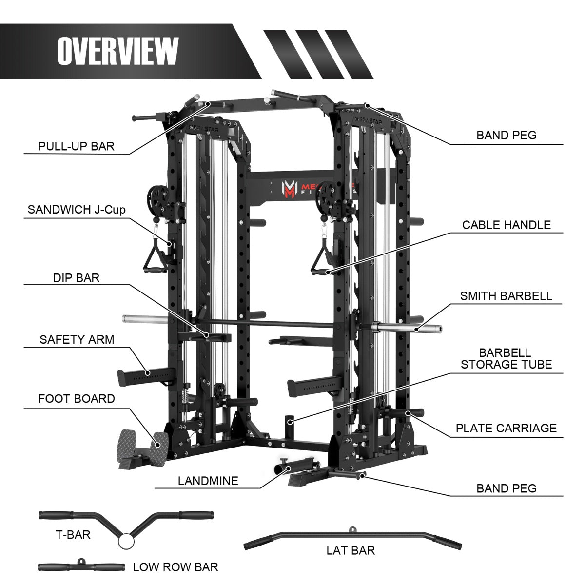 MEGASTAR P107 All-In-One Home Gym Smith Machine