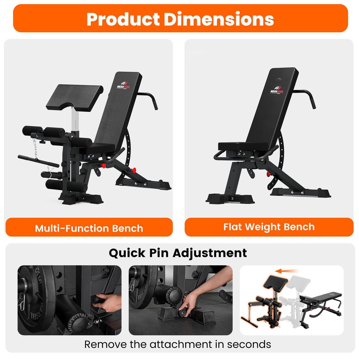 Multi-Functional FID Adjustable Weight Bench with Leg Developer & Preacher Curl