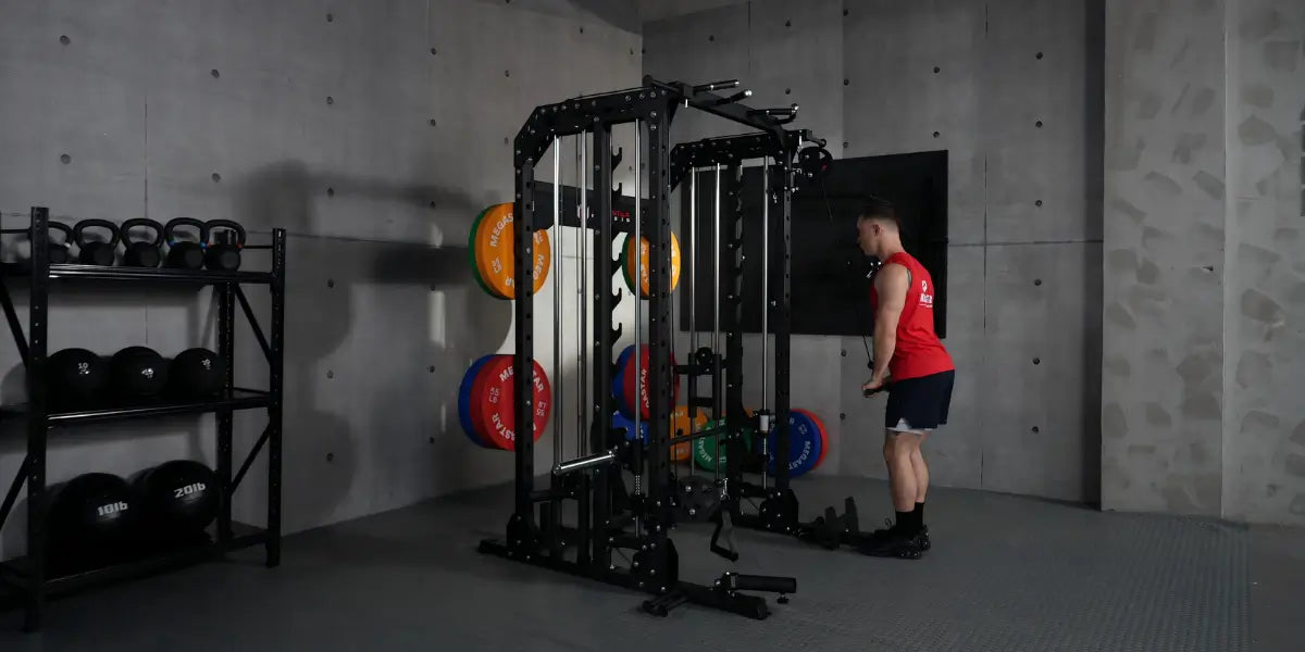 Create a perfect back line: Use the Power rack to practice straight-arm pushdowns.