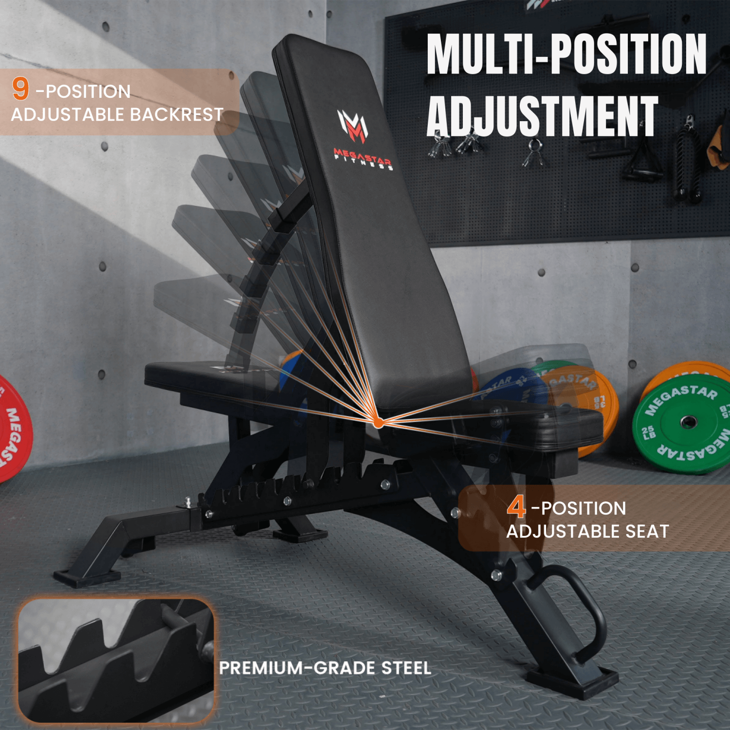 MEGASTAR Adjustable Weight Bench