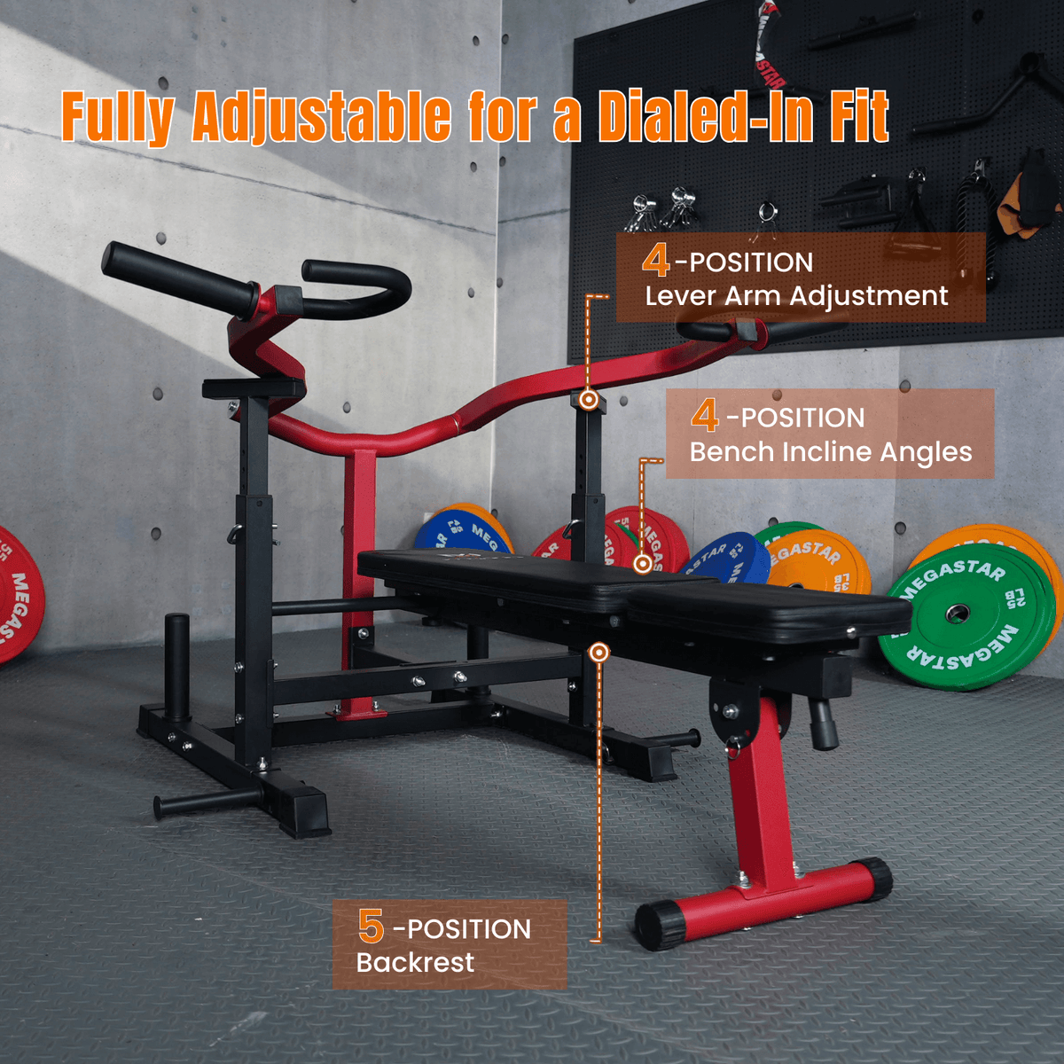 MEGASTAR Flat & Incline Chest Press Machine for Home