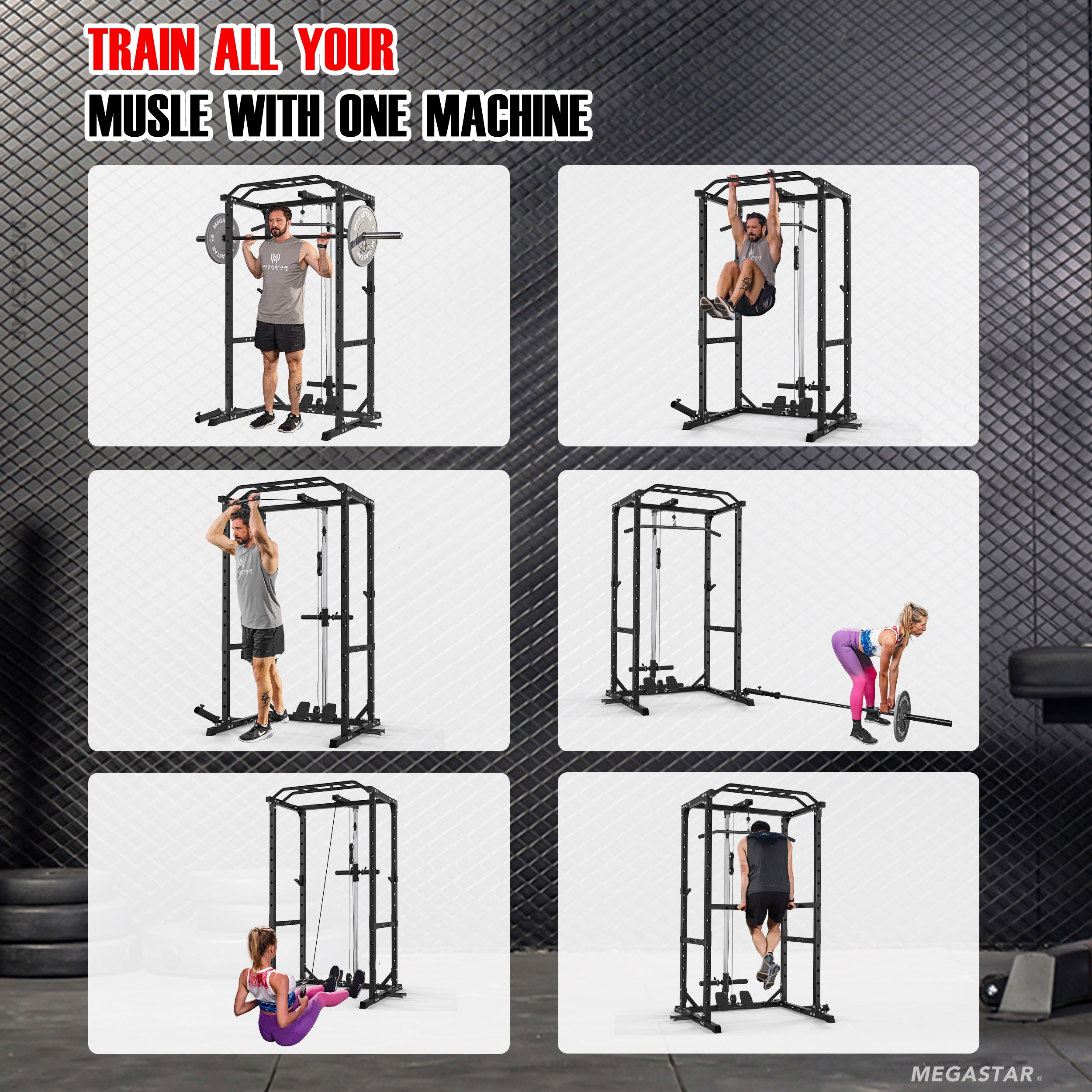MEGASTAR P30 Power Cage with Lat Pulldown